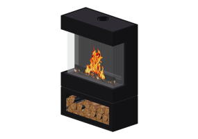 Chimneys and chimney pots 3D - Gas fireplace - Barbas Bellfires - Box Gas Panorama