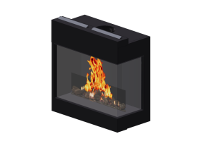 Chimneys and chimney pots 3D - Gas fireplace - Barbas Bellfires - Corner Bell York 3 R