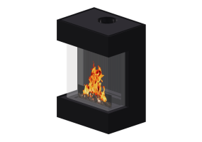 Chimneys and chimney pots 3D - Gas fireplace - Barbas Bellfires - Box Gas Panorama