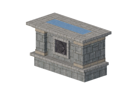 3D K&uuml;chen - Insel mit Barl&ouml;sung aus Stein - Belgard - Cordova