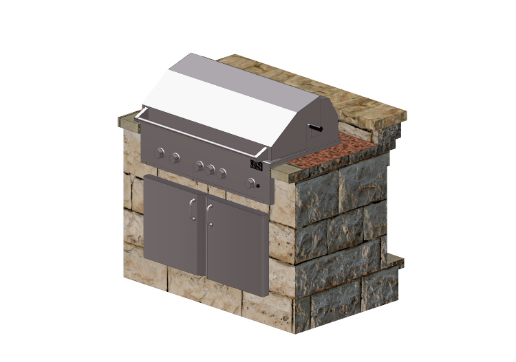 3D Möbel - Möbelstück mit Grill für Outdoor-Küche aus Stein... 3D Möbel - Möbelstück mit Grill für Outdoor-Küche aus Stein...