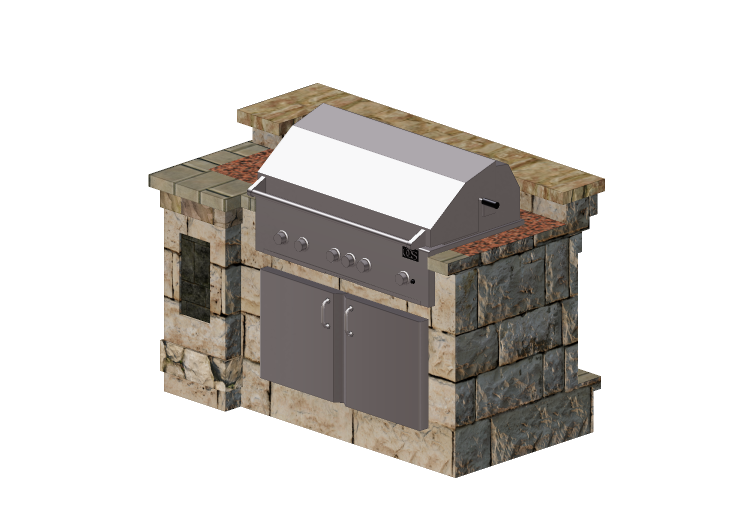 Muebles 3D - Mueble final con parrilla de piedra para... Muebles 3D - Mueble final con parrilla de piedra para...