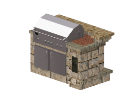 Muebles 3D - Mueble final con parrilla de piedra para cocina - Belgard