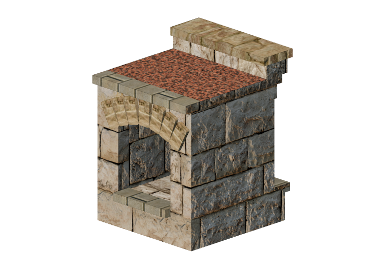 Meubles 3D - Meuble de rangement pour bois en pierre -... Meubles 3D - Meuble de rangement pour bois en pierre -...