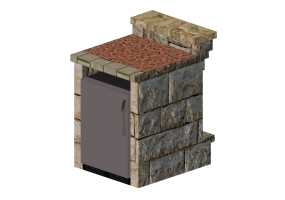 3D M&ouml;bel - M&ouml;belst&uuml;ck mit K&uuml;hlschrank f&uuml;r Outdoor-K&uuml;che aus Stein - Belgard