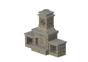 Chimneys and chimney pots 3D - Stone fireplace - Belgard - Brighton - Set GT AH