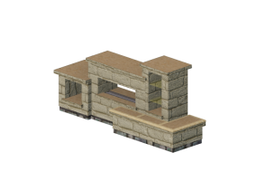 Chimneys and chimney pots 3D - Stone gas fireplace - Belgard - Euro