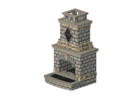 Chimneys and chimney pots 3D - Stone wood burning fireplace - Belgard - Bristol