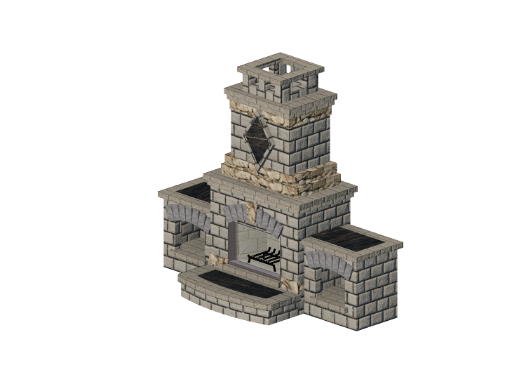 Chimeneas y Ductos 3D - Chimenea a leña de piedra - Belgard... Chimeneas y Ductos 3D - Chimenea a leña de piedra - Belgard...