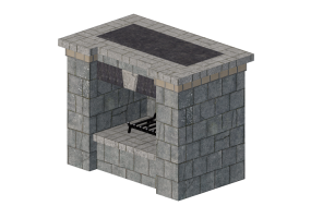 Foyers et Chemin&eacute;es 3D - Chemin&eacute;e &agrave; gaz en pierre - Belgard - Cordova