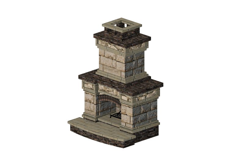 Foyers et Cheminées 3D - Cheminée à bois en pierre -... Foyers et Cheminées 3D - Cheminée à bois en pierre -...