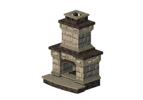 Chimneys and chimney pots 3D - Stone wood burning fireplace - Belgard - Nottingham