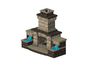 Chimneys and chimney pots 3D - Stone wood burning fireplace - Belgard - Nottingham