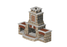 Chimneys and chimney pots 3D - Stone wood burning fireplace - Belgard - Tuscany