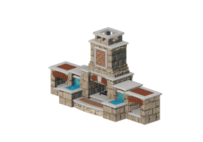 Chimneys and chimney pots 3D - Stone wood burning fireplace - Belgard - Tuscany