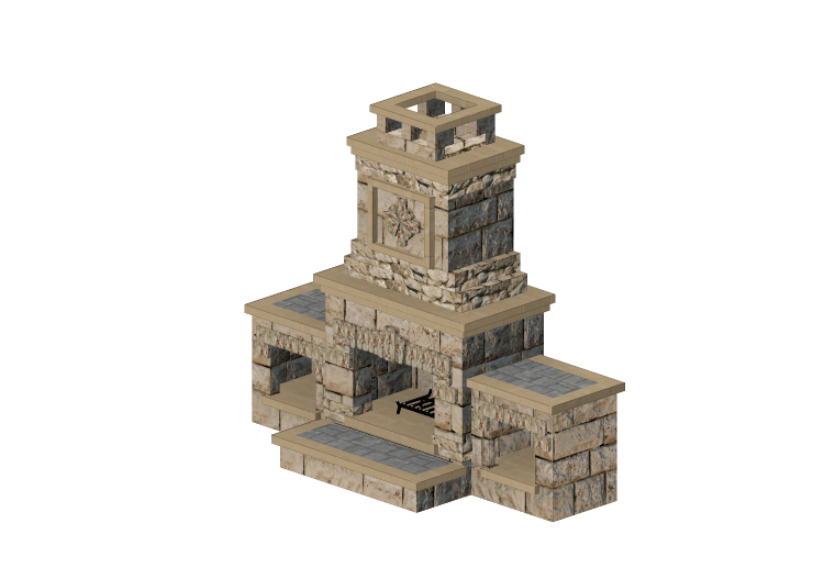 Foyers et Cheminées 3D - Cheminée à bois en pierre -... Foyers et Cheminées 3D - Cheminée à bois en pierre -...