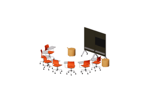 Sedie 3D - Composizione di sedie e lavagne - Cavaletti