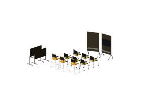 Sedie 3D - Composizione di sedie e lavagne - Cavaletti