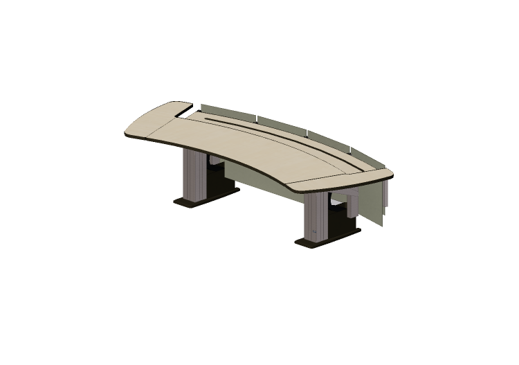 Escritorios 3D - Escritorio curvo para operador con estante... Escritorios 3D - Escritorio curvo para operador con estante...
