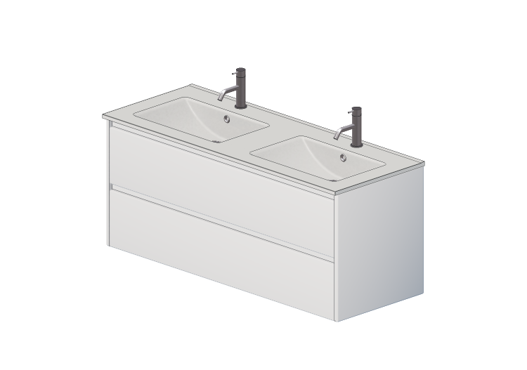 Muebles 3D - Mueble con lavabo y dos grifos - Dekker –... Muebles 3D - Mueble con lavabo y dos grifos - Dekker –...