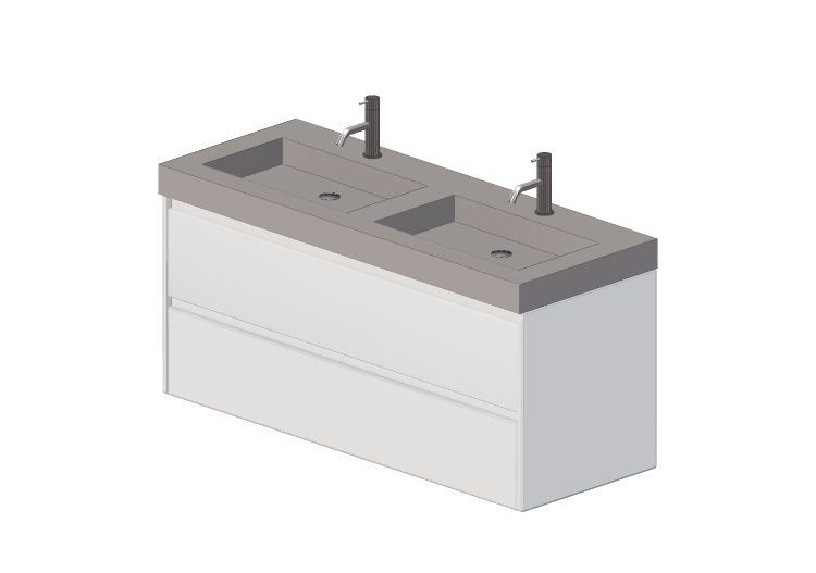 Meubles 3D - Meuble avec lavabo et deux robinets - Dekker –... Meubles 3D - Meuble avec lavabo et deux robinets - Dekker –...
