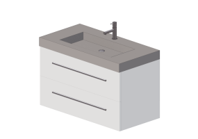 M&oacute;veis 3D - Gabinete com cuba e torneira - Dekker &ndash; Pesaro &ndash; 180627/180893/256050