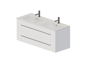 3D Furniture - Wash basin with cabinet and twin taps - Dekker &ndash; Pesaro &ndash; 180628/180205/256050