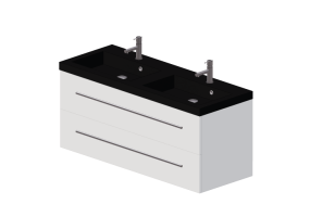 3D Furniture - Wash basin with cabinet and twin taps - Dekker &ndash; Pesaro &ndash; 180628/180345/256050