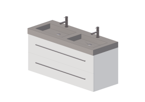 3D Furniture - Wash basin with cabinet and twin taps - Dekker &ndash; Pesaro &ndash; 180628/180894/256050