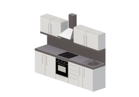 Cozinhas 3D - Cozinha completa com eletrodom&eacute;sticos - Elfin Kitchens