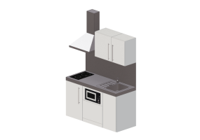 Cozinhas 3D - Cozinha completa com eletrodom&eacute;sticos - Elfin Kitchens