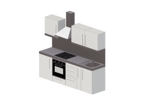 Cucine 3D - Cucina completa di elettrodomestici - Elfin Kitchens 