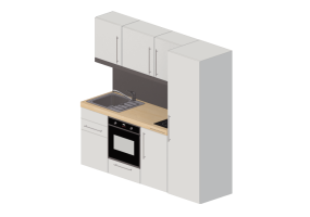 Cozinhas 3D - Cozinha completa com eletrodom&eacute;sticos - Elfin Kitchens - M 160 FOV US LI Additions