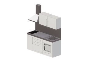 Cucine 3D - Cucina completa di elettrodomestici - Elfin Kitchens 