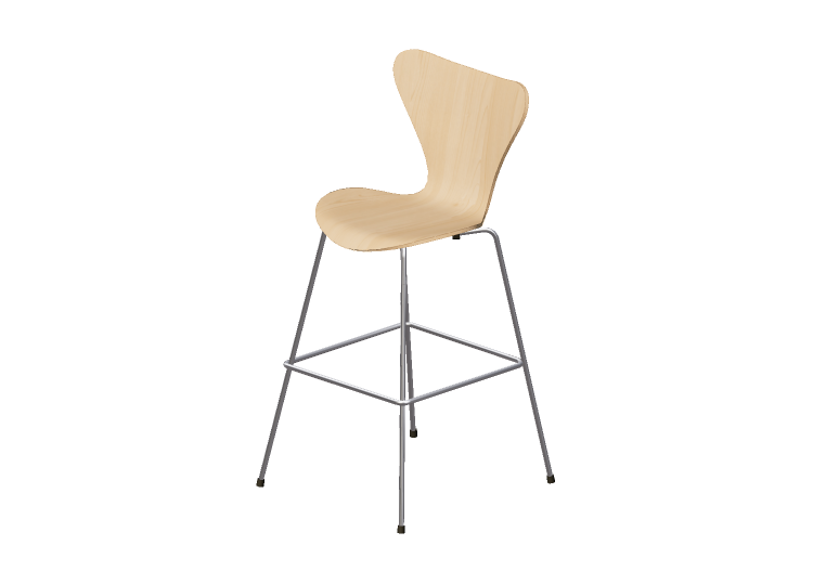 Sedie 3D - Sgabello con seduta in legno - Fritz Hansen -... Sedie 3D - Sgabello con seduta in legno - Fritz Hansen -...