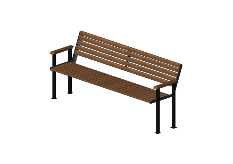 Panchine e Fioriere 3D - Panchina in legno e metallo... Panchine e Fioriere 3D - Panchina in legno e metallo...