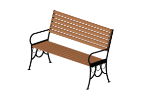 Benches and Planters 3D - Metal and wooden bench 150x67x97cm - Hobbyka &ndash; Olympus