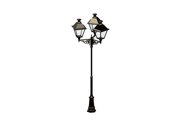Candeeiros de rua 3D - Poste com três luminárias - Hobbyka... Candeeiros de rua 3D - Poste com três luminárias - Hobbyka...