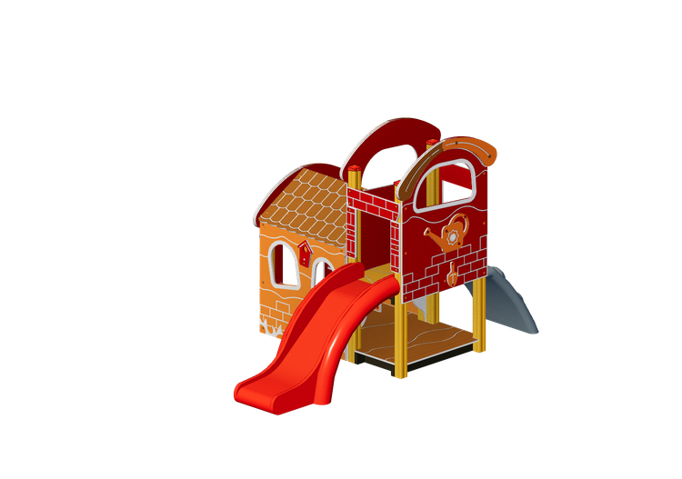 3D Spielplatz - Spielhäuschen mit Krabbelaufgang und... 3D Spielplatz - Spielhäuschen mit Krabbelaufgang und...