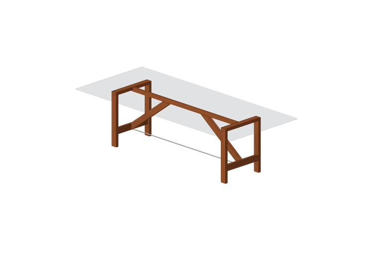 Mesas 3D - Mesa de madera con superficie de vidrio - Horm -... Mesas 3D - Mesa de madera con superficie de vidrio - Horm -...