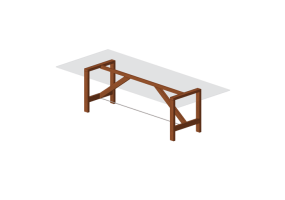 Tavoli 3D - Tavolo in legno con piano in vetro - Horm - Capriata Glass