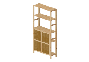 3D Bookshelves and Containers - Cabinet with wooden door panels - Ikea - Ivar