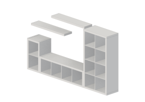 3D B&uuml;cherregal und Beh&auml;lter - Wohnzimmer-Komposition - Ikea - Kallax - Lack