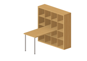 Librerie 3D - Composizione con scrivania - Ikea - Kallax - Lagkapten