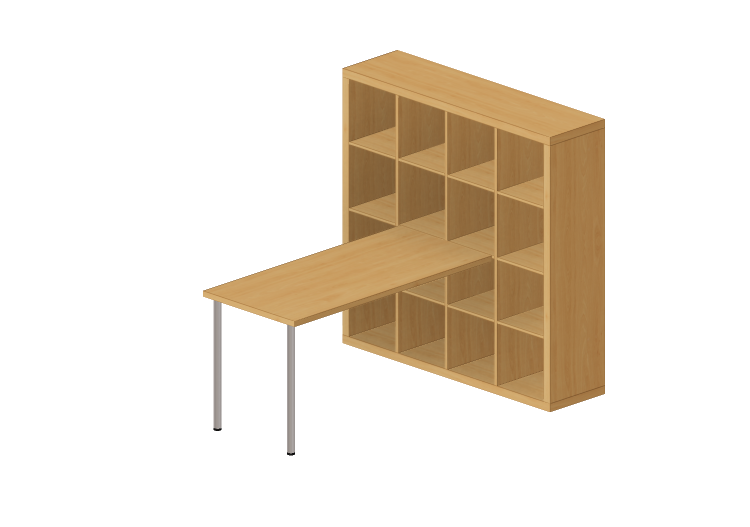 Bibliothèque 3D - Combinaison avec bureau - Ikea - Kallax -... Bibliothèque 3D - Combinaison avec bureau - Ikea - Kallax -...