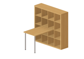 3D B&uuml;cherregal und Beh&auml;lter - Schreibtischkombination - Ikea - Kallax - Linnmon