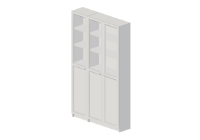 Estantes 3D - Estante com portas de madeira envernizada - Ikea - Billy - Oxberg