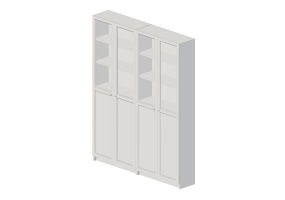 3D Bookshelves and Containers - Bookcase with lacquered wooden doors - Ikea - Billy - Oxberg