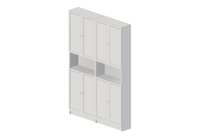 Bibliothèque 3D - Bibliothèque avec portes en bois laqué - Ikea - Billy - Oxberg