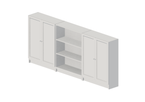 Librer&iacute;as y Contenedores 3D - Librer&iacute;a con puertas de madera lacada - Ikea - Billy - Oxberg